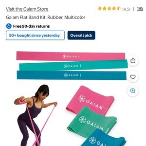 Brand New GAIAM Blue, Green, and Pink Flat Band Set